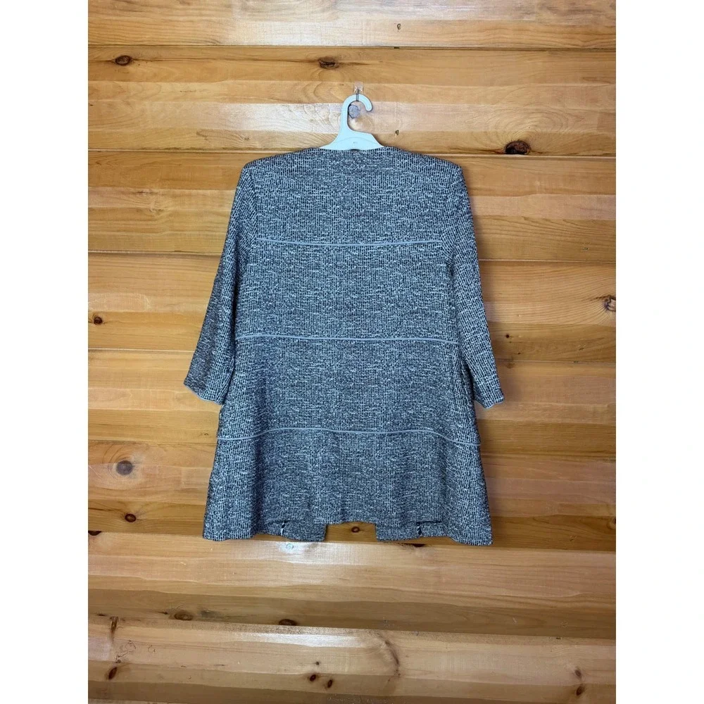Cabi The Times Long Topper Jacket Cardigan Women's‎ Sz Large Black/ White